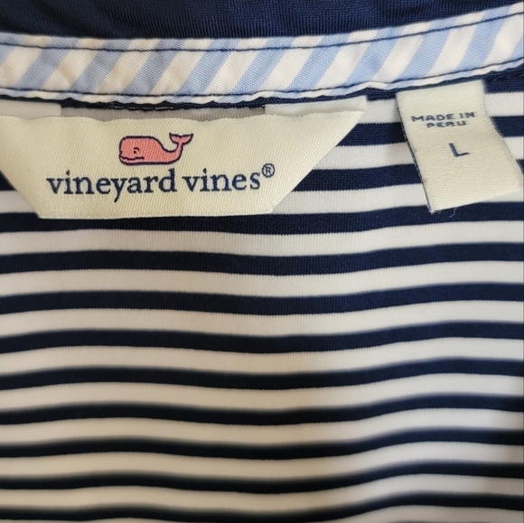 Vineyard Vines | Navy Blue & White Striped V-neck Sleeveless Dress Size Large - Picture 4 of 5